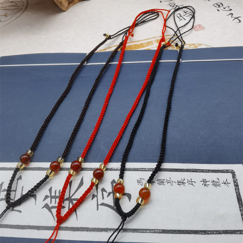 红玛瑙2个珠子挂绳手工编织6厘珠子纯银黄金玉石玛瑙小孩大人吊坠,饰品/流行首饰/时尚饰品新,绳,淘宝优惠券,粉丝福利购,淘宝优惠卷