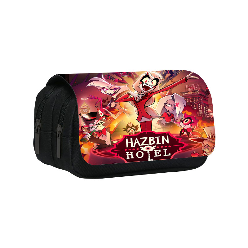 Alastor印花双层笔袋地狱客栈-阿拉斯托Hazbin Hotel中小学生笔袋