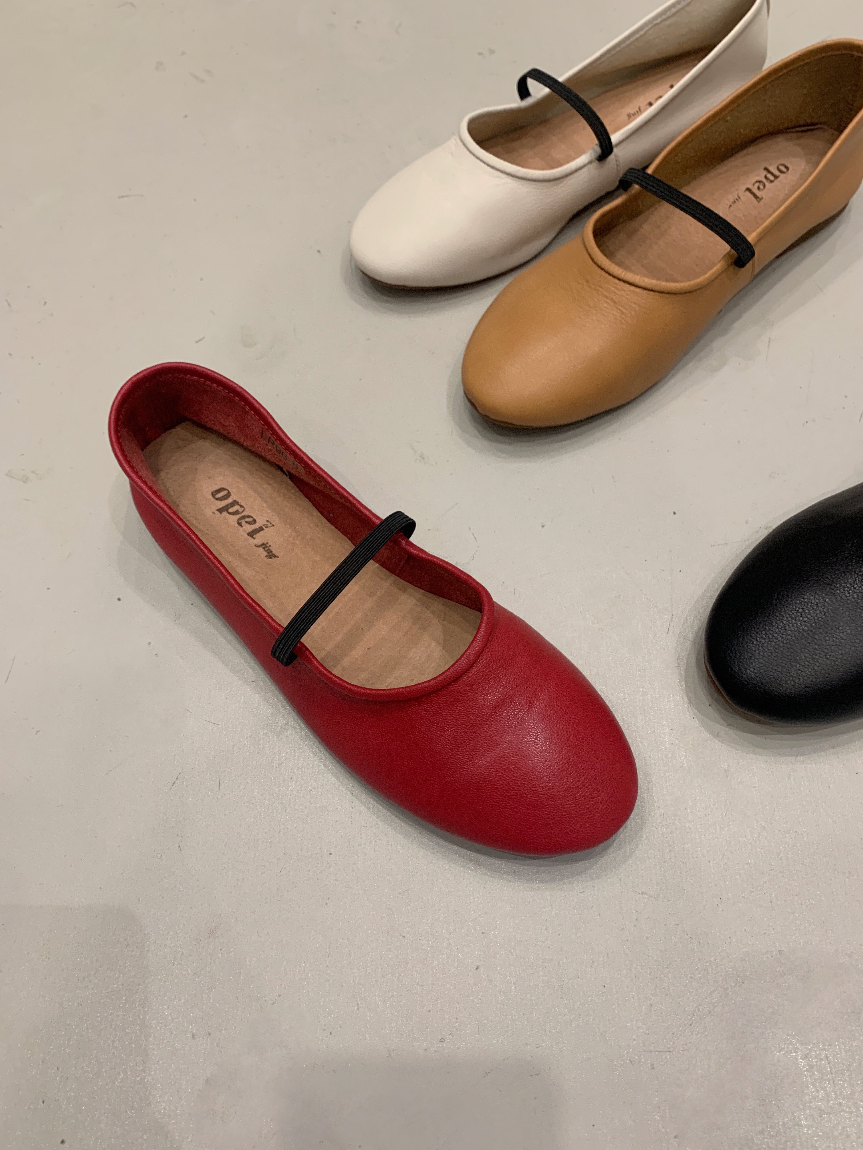 现货 opel 小众法式芭蕾舞平底鞋圆头软皮浅口玛丽珍单鞋