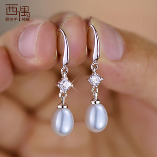 S925纯银真的天然淡水珍珠耳环长款耳坠2025年新潮款防过敏耳饰品