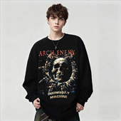 朋克风Arch Enemy大敌乐队长袖 T恤男黑色骷髅头印花上衣内搭春秋