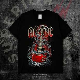 高街风上衣夏季 T恤男女美式 DC乐队欧美重金属摇滚印花纯棉短袖