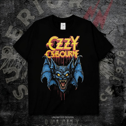 Ozzy Osbourne乐队摇滚蝙蝠印花短袖T恤男女高街风纯棉个性上衣夏
