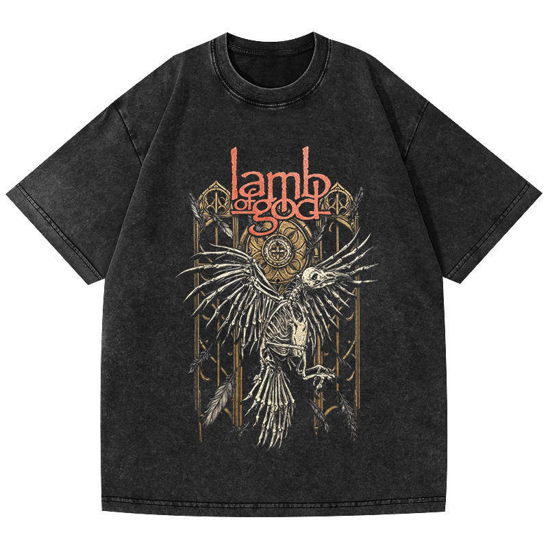 欧美摇滚金属Lamb of God乐队周边印花水洗纯棉宽松短袖T恤男女夏