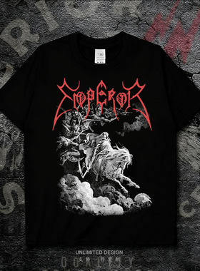 摇滚风EMPEROR暗黑金属乐队周边印花男女黑色短袖T恤纯棉上衣夏季