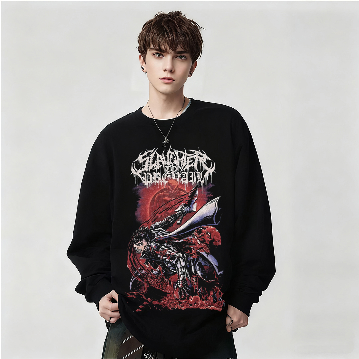 二次元长袖印花T恤男女纯棉上衣