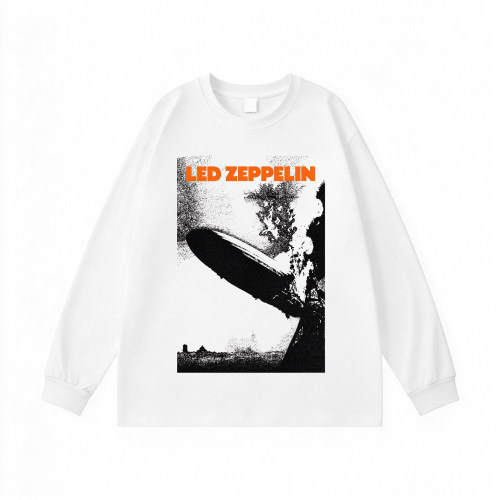 欧美摇滚Led Zeppelin齐柏林飞艇乐队印花纯棉长袖T恤男女款春秋