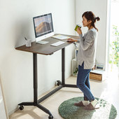 日本SANWA移动电脑桌坐站交替办公桌气杆升降人体工学简约书桌