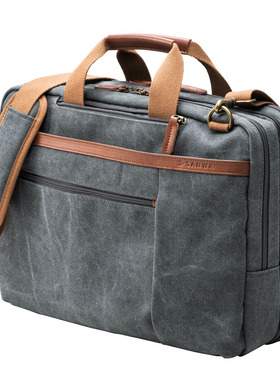 日本SANWA帆布电脑包复古公文包斜挎包男包商务15.6适用联想拯救者y7000惠普戴尔苹果pro小米女华为荣耀17.3