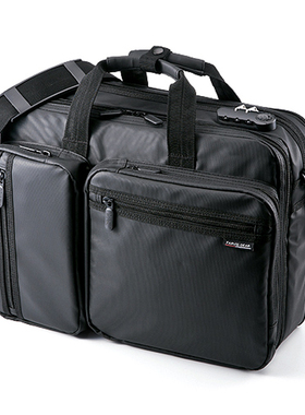 日本SANWA防水电脑包15.6寸笔记本挎包3WAY男包背包上班通勤防盗大容量双肩包商务手提包尼龙公文包扩容休闲