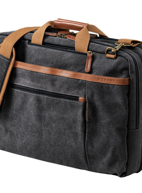 日本SANWA复古电脑包15.6挎包男17寸单肩大容量双肩背包斜挎帆布结实耐用潮扩容商务休闲手提笔记本包书包女