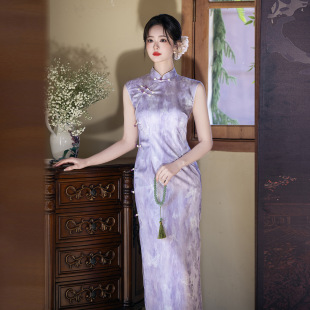 2026春夏季新款旗袍改良女高级感气质素雅复古修身日常优雅连衣裙