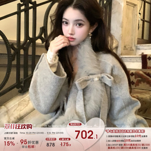 前四小时9折款 Acaine 羊毛双面呢狐狸毛领大衣