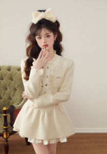 Acaine阿彩呢 莫兰德千金/艺术生奶乖套装2022新款秋冬短外套短裙