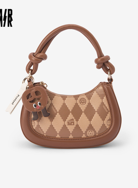 森马包包手提包2024新款可爱俏皮撞色菱格豌豆包mini单肩包斜挎包