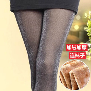 秋冬季彩色珠光丝袜银葱连脚连裤袜假透肉亮丝外穿保暖性感打底裤