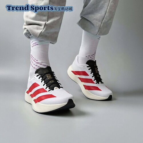 adidas Adizero Evo SL Woven舒适贴合跑步鞋男女同款白红KK3675
