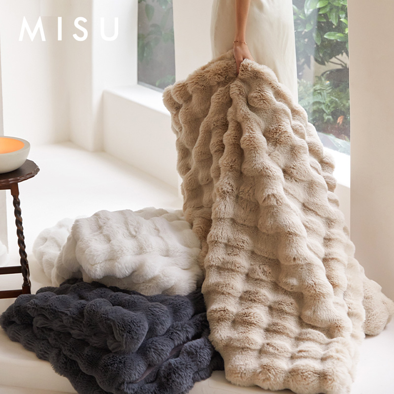 顶奢意大利仿皮草盖毯毛毯加厚盖毯沙发毯冬季床上毯子午睡毯披肩