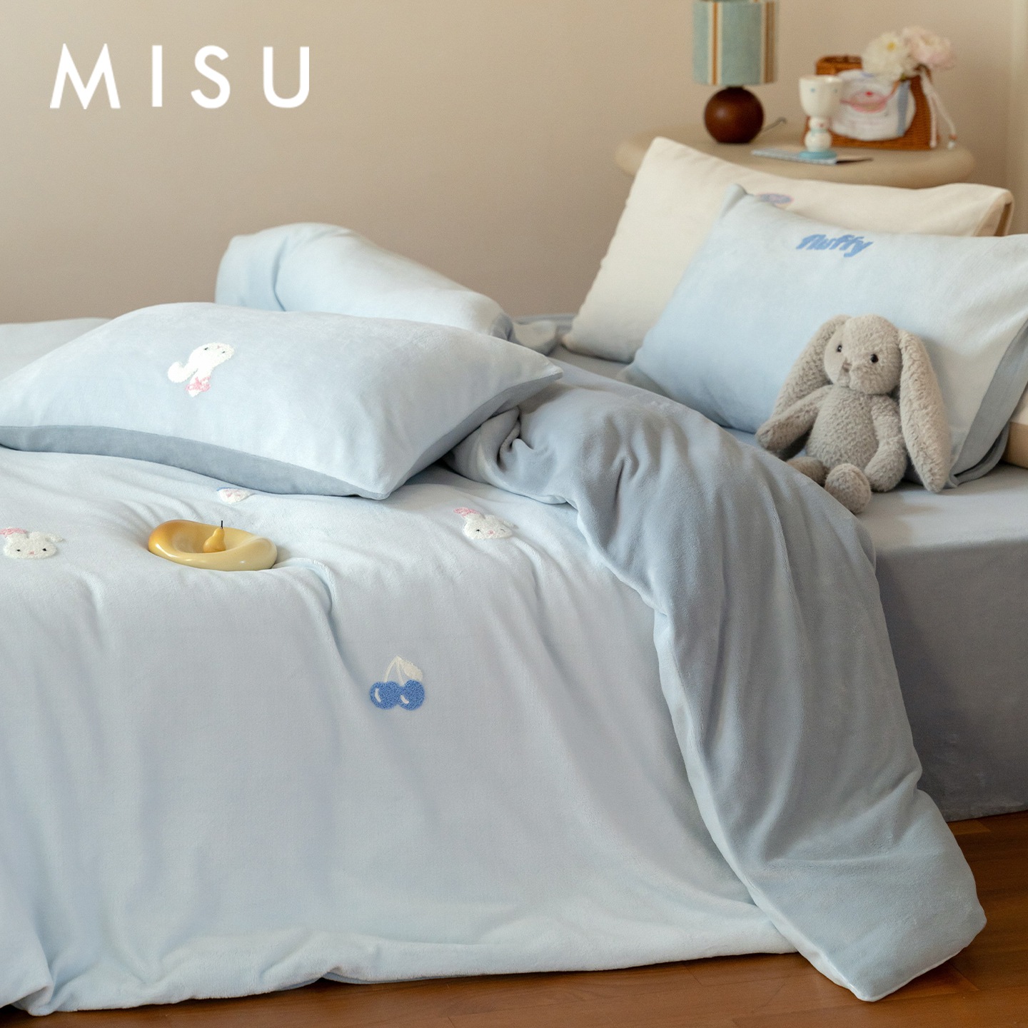 米苏牛奶绒三件套珊瑚绒四件套冬