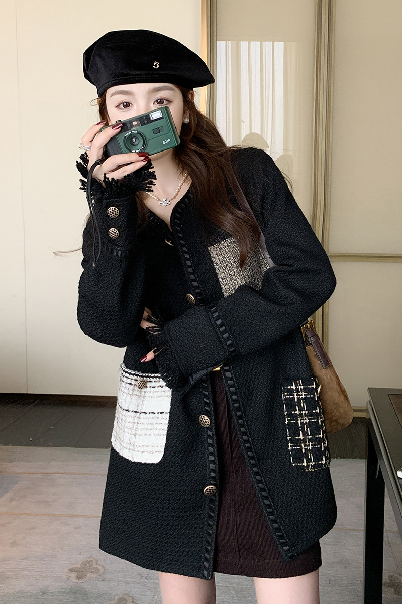 小众设计感黑色小香风外套女2025春秋季新款韩系时尚洋气减龄上衣,女装短外套,浙宝160