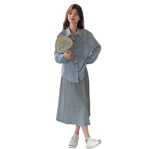 新款 现货 25春衬衫条纹吊带裙两件套 160-5531-P155控248图片