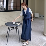 通勤风V领蕾丝拼接马甲淡人三件套2025夏季气质白色T恤半身裙套装，女装套装/套裙，浙宝160