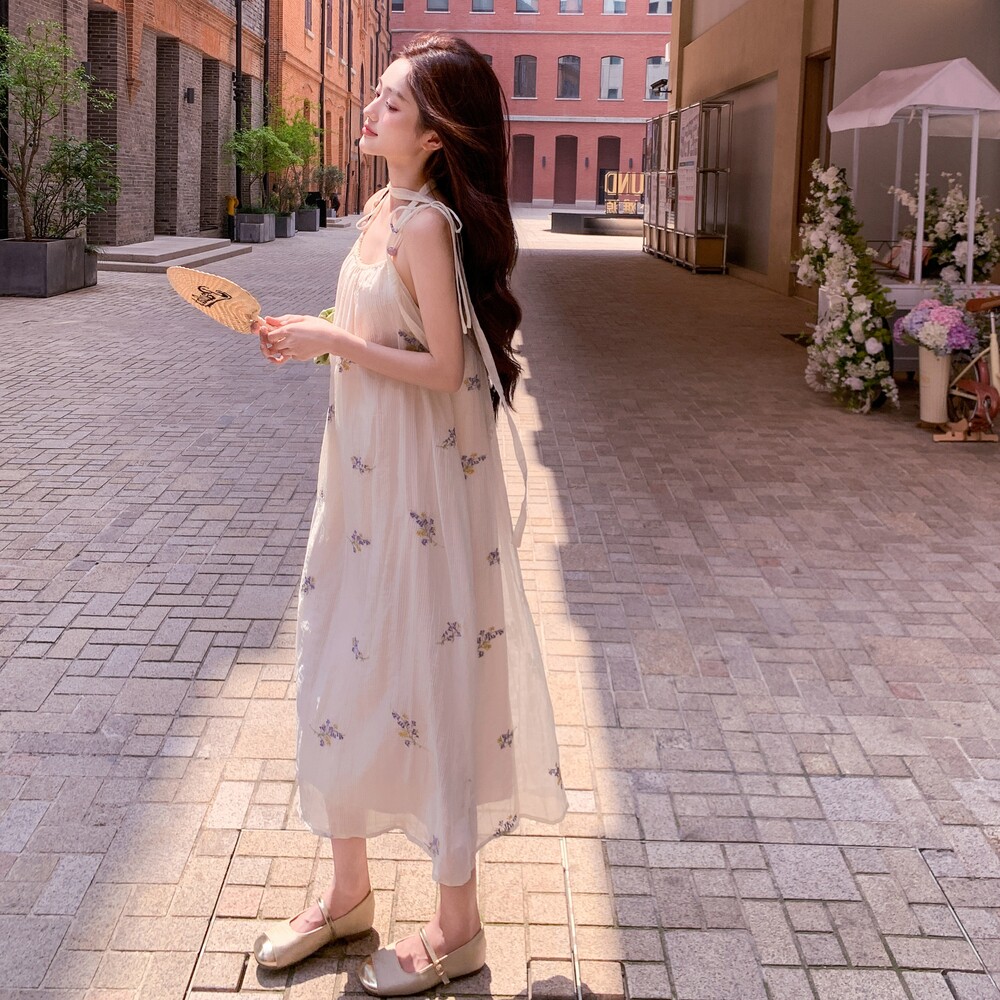 超好看独特漂亮裙子女夏季2025新款宽松度假风时尚长款吊带连衣裙,女装连衣裙,浙宝160