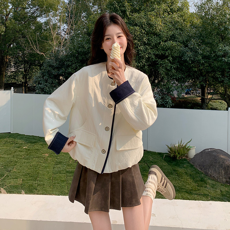 韩系穿搭撞色拼接外套女2025春季新款小个子时尚百搭休闲宽松上衣,女装短外套,浙宝160
