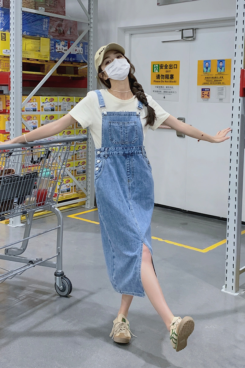 现货主推新增买家秀2024夏牛仔背带裙女160-5223-P95148,女装连衣裙,浙宝160