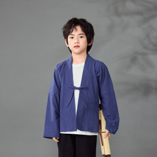 衬衣长袖 素中式 汉服男女童春夏 ｜儿童汉元 兴业堂宋制对襟褙子短衫