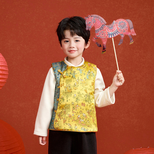 兴业堂|百子迎春·冬季加厚羽绒棉马甲新年装男童中式国风拜年服