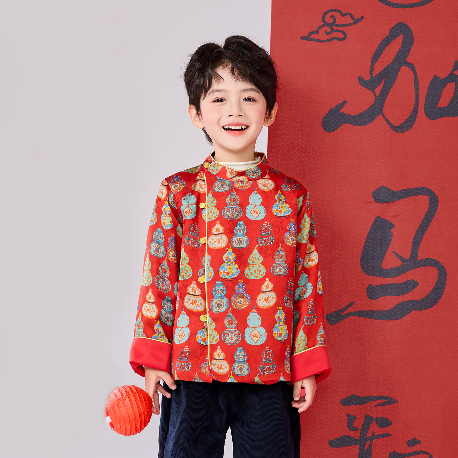 兴业堂26年｜福禄衫·儿童中式拜年服 汉元素绒上衣 男童国风礼服,童装/婴儿装/亲子装,汉服,淘宝优惠券,粉丝福利购,淘宝优惠卷