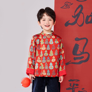 兴业堂26年|福禄衫·儿童中式拜年服 汉元素绒上衣 男童国风礼服