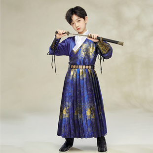 帅帅帅~ 兴业堂儿童汉服男童明制古装飞鱼服春秋中国风走秀演出服