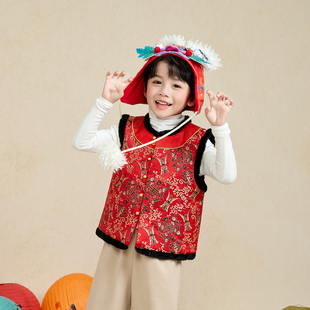 兴业堂｜夔龙寿纹·冬季加厚羽绒棉马甲新年装男童中式国风拜年服