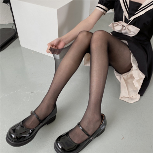 JK制服薄款黑丝防勾丝透明白色辣妹丝袜透肉连裤袜