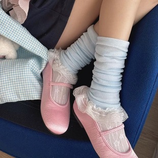 jk袜套女甜美miu风小腿袜蕾丝花边堆堆袜 春夏季