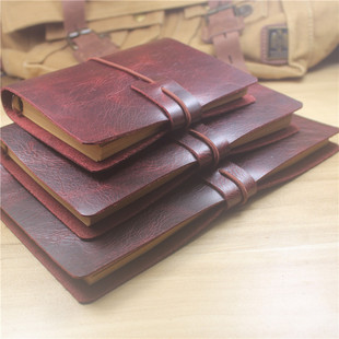 J602手工头层牛皮活页夹笔记本真皮复古皮筋扣记事簿日记手帐册