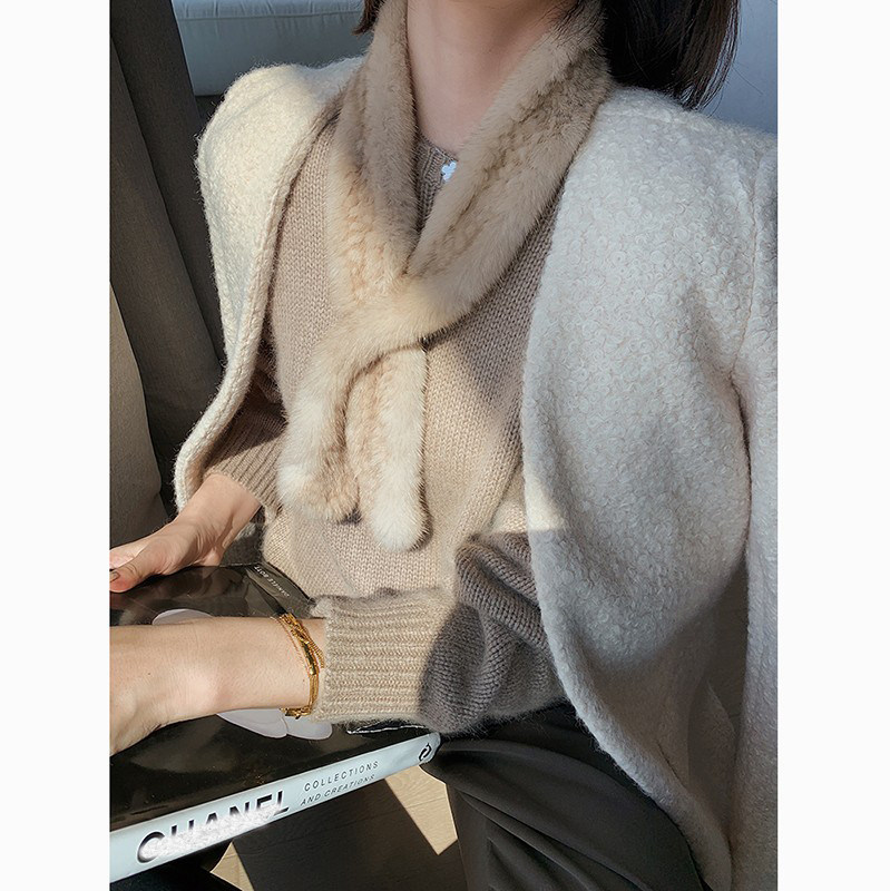 秋冬新品ins超美编织貂毛围巾