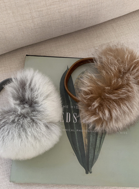 新款美丽诺羊毛皮草耳罩真毛羊毛显脸小耳包捂耳暖耳护耳套网红款