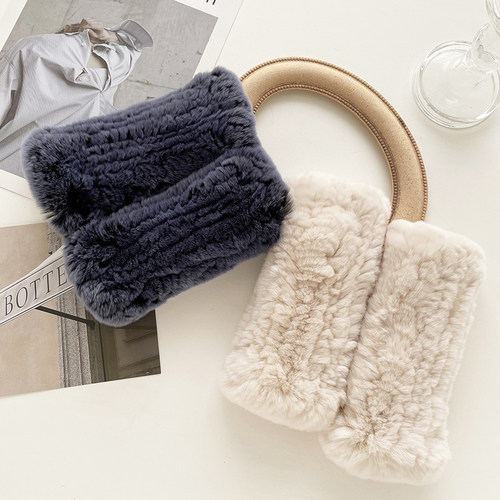 獭兔毛皮草女士露指护腕弹力手套