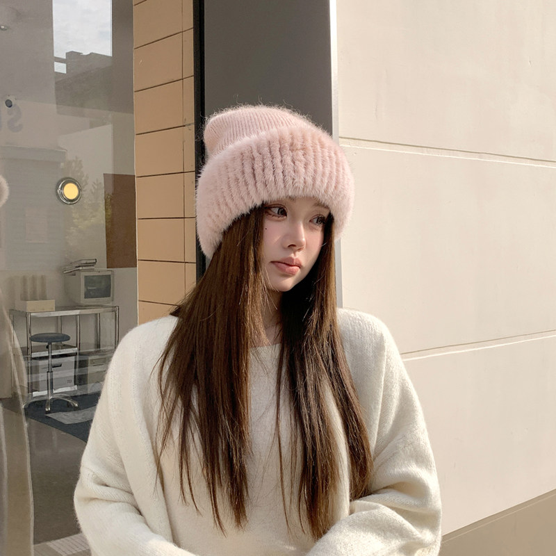 韩版水貂毛帽子兔毛混纺+整皮狐狸大毛球 显脸小针织帽皮草包头帽,服饰配件/皮带/帽子/围巾,帽子,淘宝优惠券,粉丝福利购,淘宝优惠卷