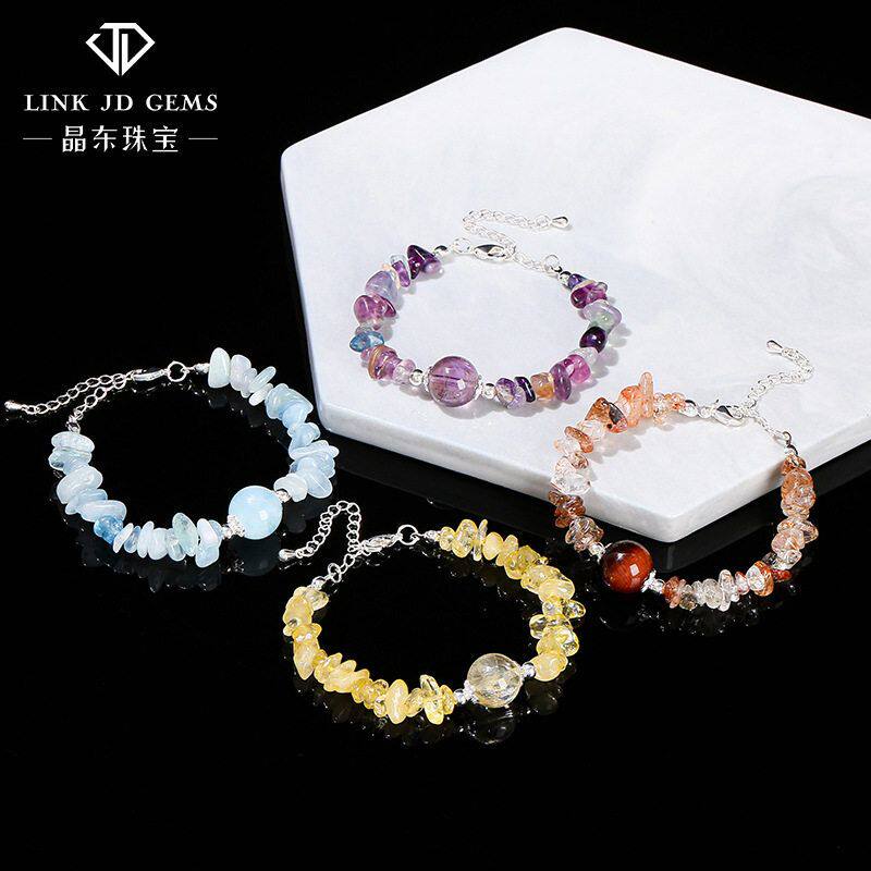 手链 时尚晶东珠精品蓝宝转运欧美珠宝水晶女手饰碎石天然海跨境