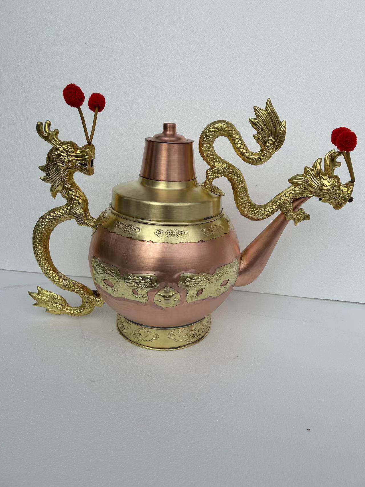 36厘米加厚龙嘴大铜壶茶汤壶莲子粥小吃大碗茶凉茶莲子羹龙壶铜壶