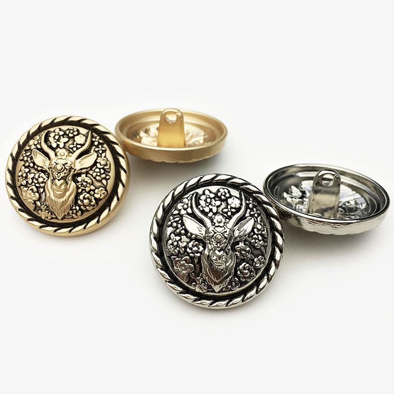 复古鹿头圆形扣子金属纽扣