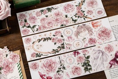 mooka复古手帐胶带分装玫瑰