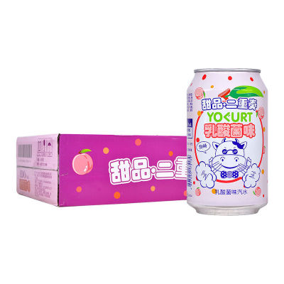 整箱EDO Pack甜品二重奏乳酸菌白桃菠萝味原味波子汽水330ml夏季