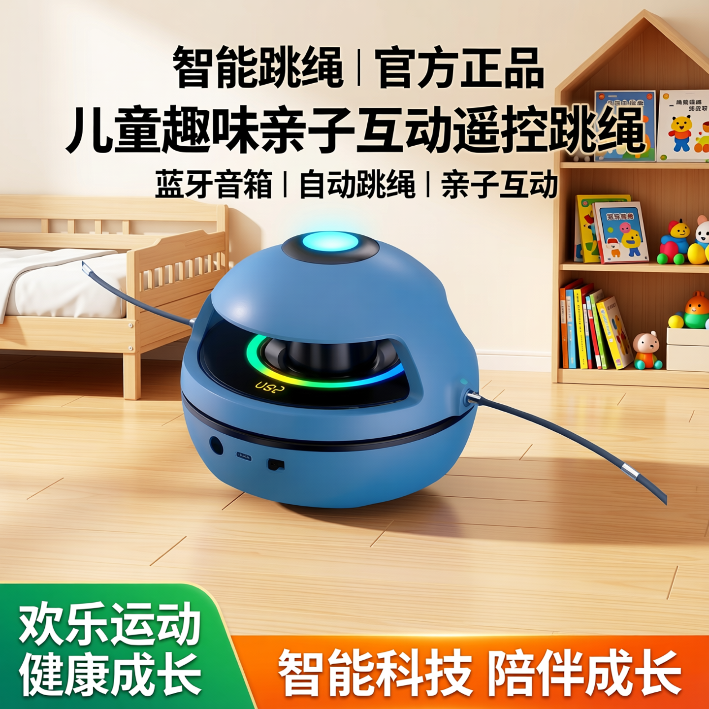 网红小黄鸭蓝牙音箱智能自动电动跳绳机儿童趣味亲子互动遥控跳绳