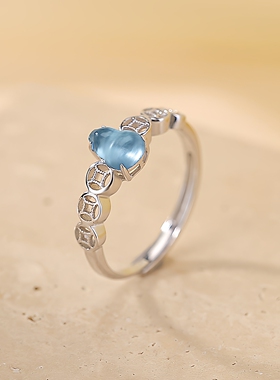 本月新品限时优惠海蓝宝戒指女