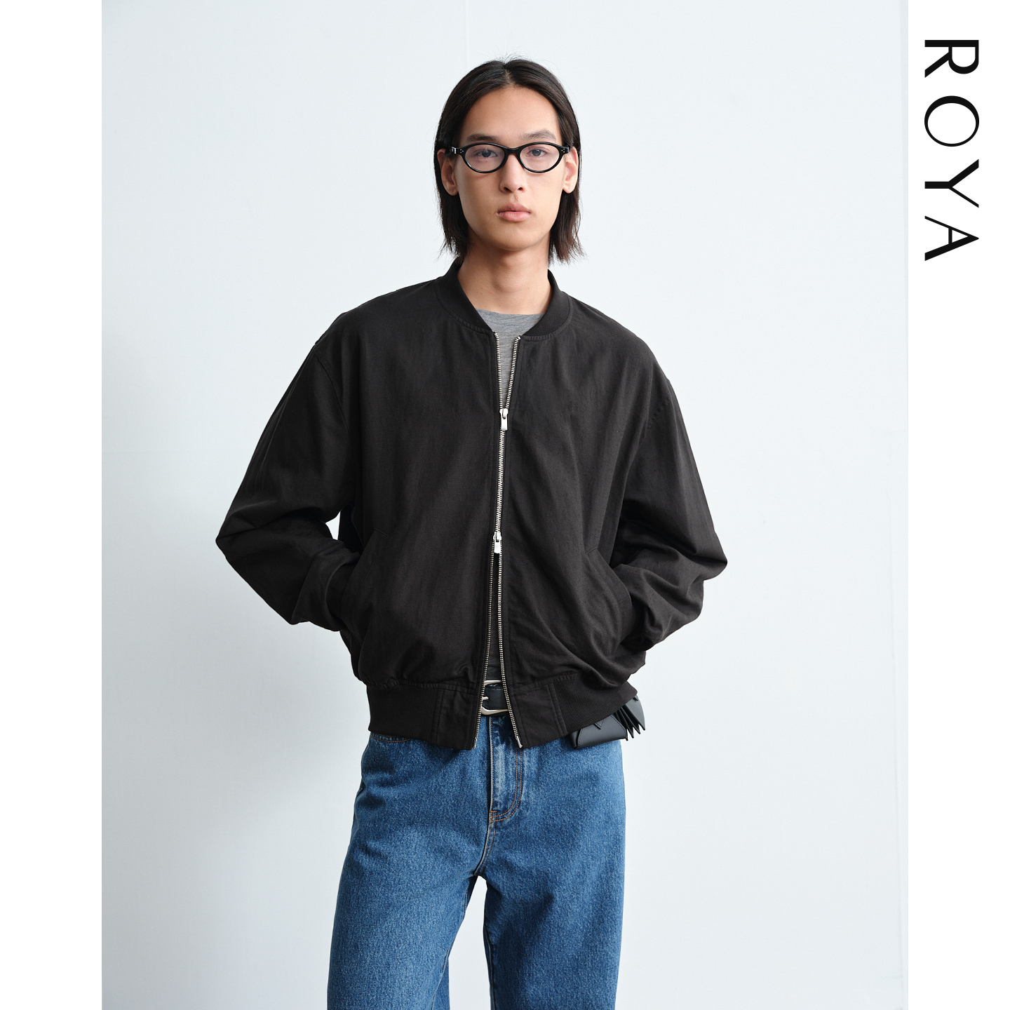 ROYA | 亚麻羊毛棉混纺弯刀袖MA-1空军夹克百搭通勤春款薄外套男,男装,夹克,淘宝优惠券,粉丝福利购,淘宝优惠卷